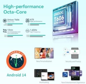 ODEA 【Tablet 12 Pollici 2K 2000x1200 IPS Display】 A12 Android 14 Tablets,8000mAh Batteria,12GB+128GB(4TB TF),Unisoc T606 Octa-Core A75 CPU 2Ghz,13MP/5G WiFi/BT 5.0/GPS/Face ID/Widevine L1 Netflix