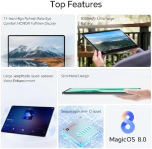 HONOR Pad X8a Tablet 4GB+128GB,Batteria 8300mAh,Tablet Wi-FI Schermo 11 Pollici 90Hz con Protezione,4 Altoparlanti, Corpo in Metallo,Qualcomm SD 680, Android 14,Grigio