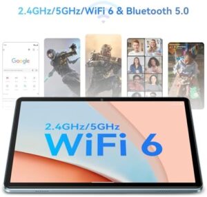 Tablet Blackview da 10 pollici, 8 GB di RAM, 64 GB di memoria interno, supporto TF fino a 1 TB, WiFi 6, Tablet PC con display HD+,Processore a quad-core,Gemini,Fonte audio 3.5 mm/GMS/Widevine L1