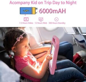 Android 14 Tablet per bambini da 10 pollici,Tablet per bambini con controllo parentale Family Link,8GB+128GB fino a 1TB,WiFi 6,GMS,Tablet di apprendimento per bambini,custodia EVA antiurto (rosa)