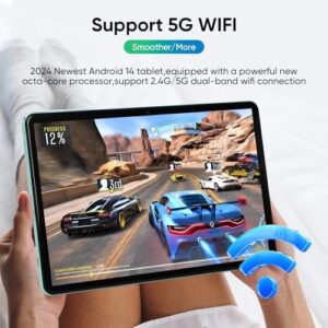 Weelikeit tablet Android, tablet da 10 pollici con touch screen HD 1280 x 800, 8 GB RAM+128 GB ROM (fino a 1 TB), batteria da 6000 mAh, 5 G WiFi 6, Bluetooth 5.0, doppia fotocamera da 5 MP+8 MP,