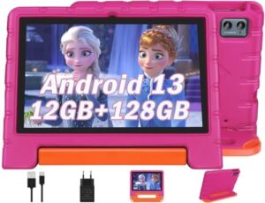 ZIOVO Tablet 10 Pollici Android 13 Tablet, 12GB RAM+128GB ROM(TF 1TB), 5G WiFi Tablet, Octa-Core 2.0 GHz,BT 5.0/8+5 MP/6000mAh/Widget/Tablet per Bambini,Tablet con EVA Caso - Rosa