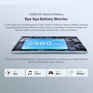Blackview Tab 70 WIFI Tablet Android 13, 10,1’’ HD+ IPS Display, Quad-core 6GB RAM+64GB ROM(1TB Scheda SD Esterna), Batteria 6580mAh, Fotocamera 5MP+2MP, WIFI 6 Bluetooth, Dual BOX Altoparlanti Blu