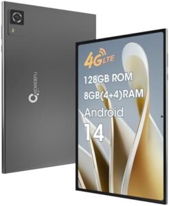 CWOWDEFU Tablet Android, 10,1 pollici Android 14 tablet, tablet e telefono 4G LTE, presenta chipset MTK 2.3GHz, ROM 128 GB, RAM da 8 GB, WiFi, Bluetooth, GPS, All Mantel Madel