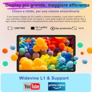 2025 Newest Tablet 10 pollici Android 14, 22GB RAM+128GB ROM/TF 1TB, 8-core 2.0GHz, 8000mAh, UFS 2.1 Flash, Corpo in Metallo, Doppio WiFi, BT5.0, 8+5MP, Widevine L1, Con Tastiera e Mouse, Gray