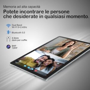 KADYBE 2025 Ultima versione Android tablet 10 pollici, 8 RAM+128GB(TF 1TB), Octa core, 5G WLAN, 8+13 MP,1080 LCD,GPS,1,8 GHz, 7000 mAh, tablet PC con tastiera e mouse,Type C-(Gray)