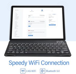 Tablet 10 Pollici Android 13, 12 GB RAM + 128 GB ROM, 1 TB Espandibile, Certificato GMS, Octa-Core, 1280 x 800 IPS, 6000 mAh, Doppia Camera, WiFi, Bluetooth 5.0, Tablet con Tastiera e Mouse, Nero