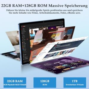 ZIOVO Tablet Android 14 Tablet 10 Pollici, 22GB RAM+128GB ROM (TF 1TB), 5G WiFi Tablet, Widevine L1/Octa-Core/8000mAh/Corpo Metallico/8+5MP/Supporto Netflix, 2 in 1 Tablet con Tastiera e Mouse- Blu