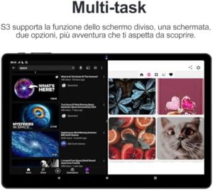 SUAAT Newest Tablet 10 Pollici Android 14 Tablet con 20GB RAM 128GB ROM 5G+2.4G WiFi, WiFi 6, Octa-Core, Widevine L1, GMS Certified Bluetooth 5.0, Tablet Touch con Tastiera| Mouse| Custodia - Nero