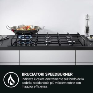"Piano cottura a gas da incasso AEG Serie 3000, 4 fuochi, acciaio, 60 cm di larghezza, design Slim Profile"