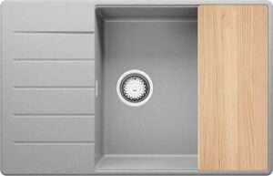 Lavello da cucina grigio 78x50cm con lavandino e sifone in classe.