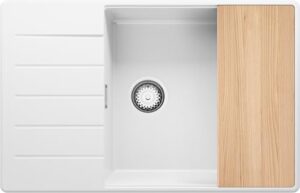 "Lavello da cucina bianco 78x50cm con lavandino, sifone e tagliere inclusi, lavabo da cucina incasso 60cm Copenhagen Top."
