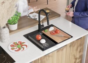 Lavello da cucina Oslo Top con vasca sifone e accessori.