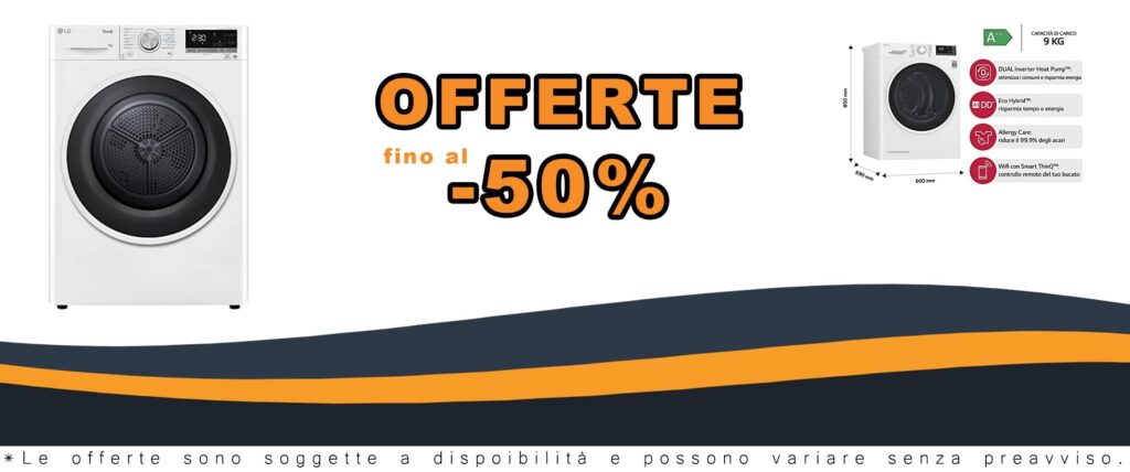 Asciugatrice Smart LG RH90V5AV6N 9kg Carica Frontale Classe A++ Bianco LG RH90V5AV6N