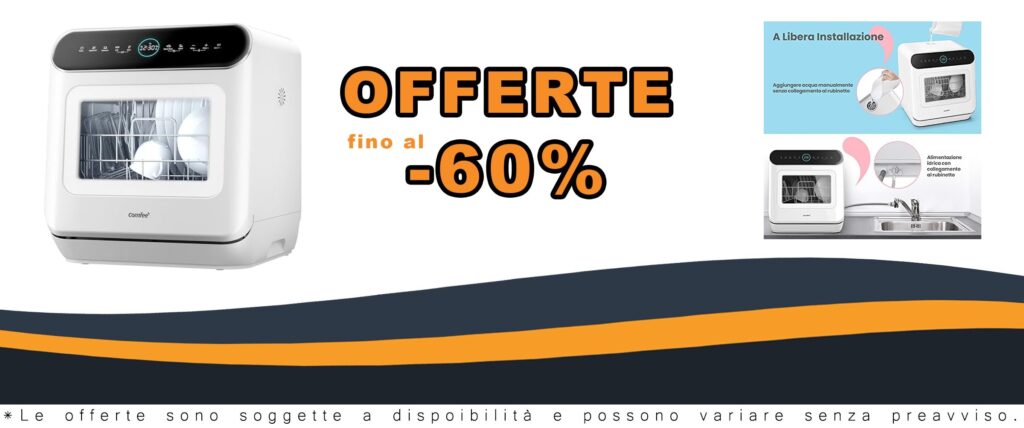 Lavastoviglie a Libera Installazione COMFEE' Mfd42S110W-It con 3 Coperti e 7 Programmi.
