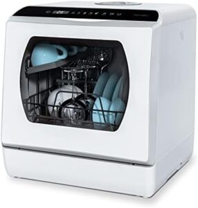Lavastoviglie portatile da campeggio con 4 coperti, serbatoio 5L, 6 programmi.