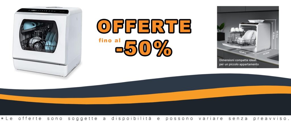 Lavastoviglie Portatile da 6 Programmi con 4 Coperti e Serbatoio 5L per Campeggio e Cucina